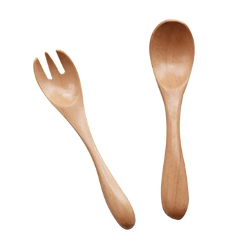 

Eco-friendly Children Non-stick Wooden Dessert Coffee Tea Cultery Accessories Forks Pratical Mini Lightweight Set Spoon Soup