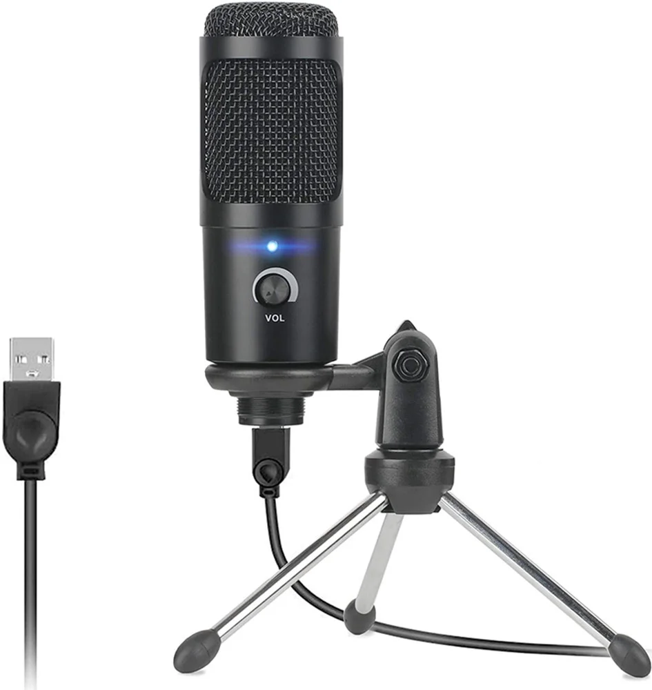 Microfone de estúdio profissional usb com fio condensador karaoke mic computador microfones choque montagem + tampão espuma cabo para computador portátil