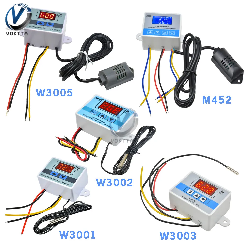 M452 Temperature Humidity Dual Output Controller W3001 W3002 W3003 W3005 LED Digital Display Thermostat Thermometer Sensor Probe afbeelding