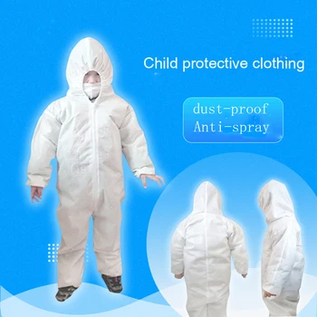 

Non-Disposable Kids Children Protective Child Siamese With Cap Antistatic Waterproof Isolation Protective Suit Protective Tools