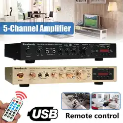 298B bluetooth 5.0 Channel 2000W 5 Channel Audio Power Amplifier 220V AV Amp Speaker with Remote Control Support FM USB SD Cards