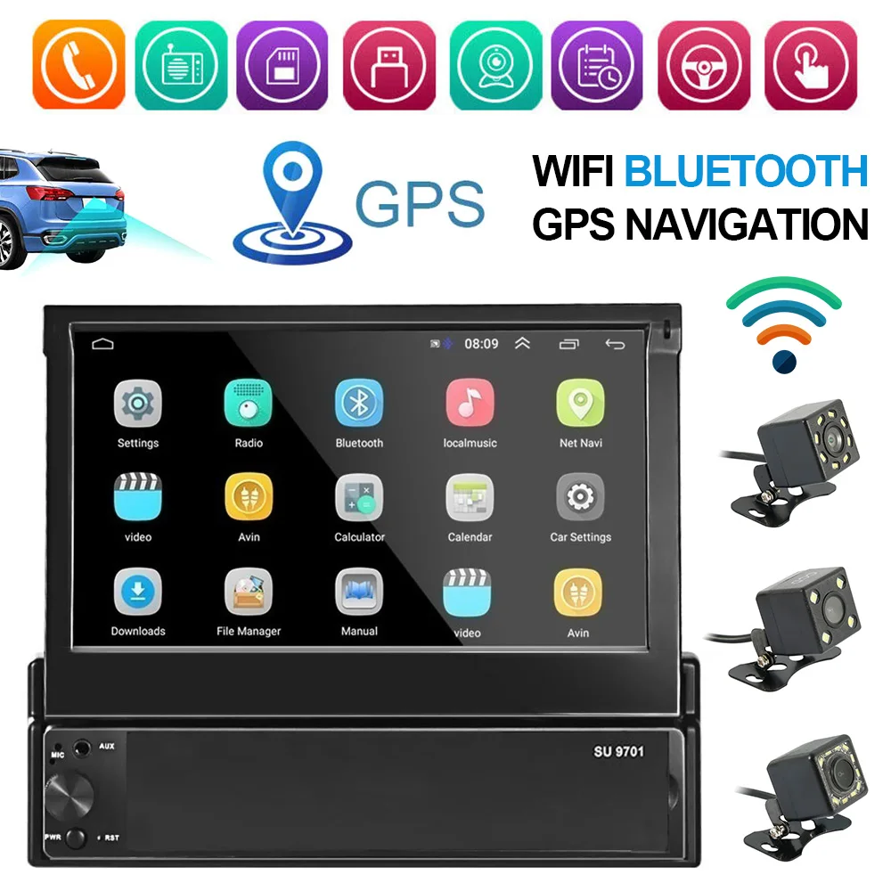 

Car Multimedia Player GPS Navigation 7'' Touch Screen WiFi Bluetooth MP5 MP4 Android 8.1 Car DVD Player Car Radio Rear Camera