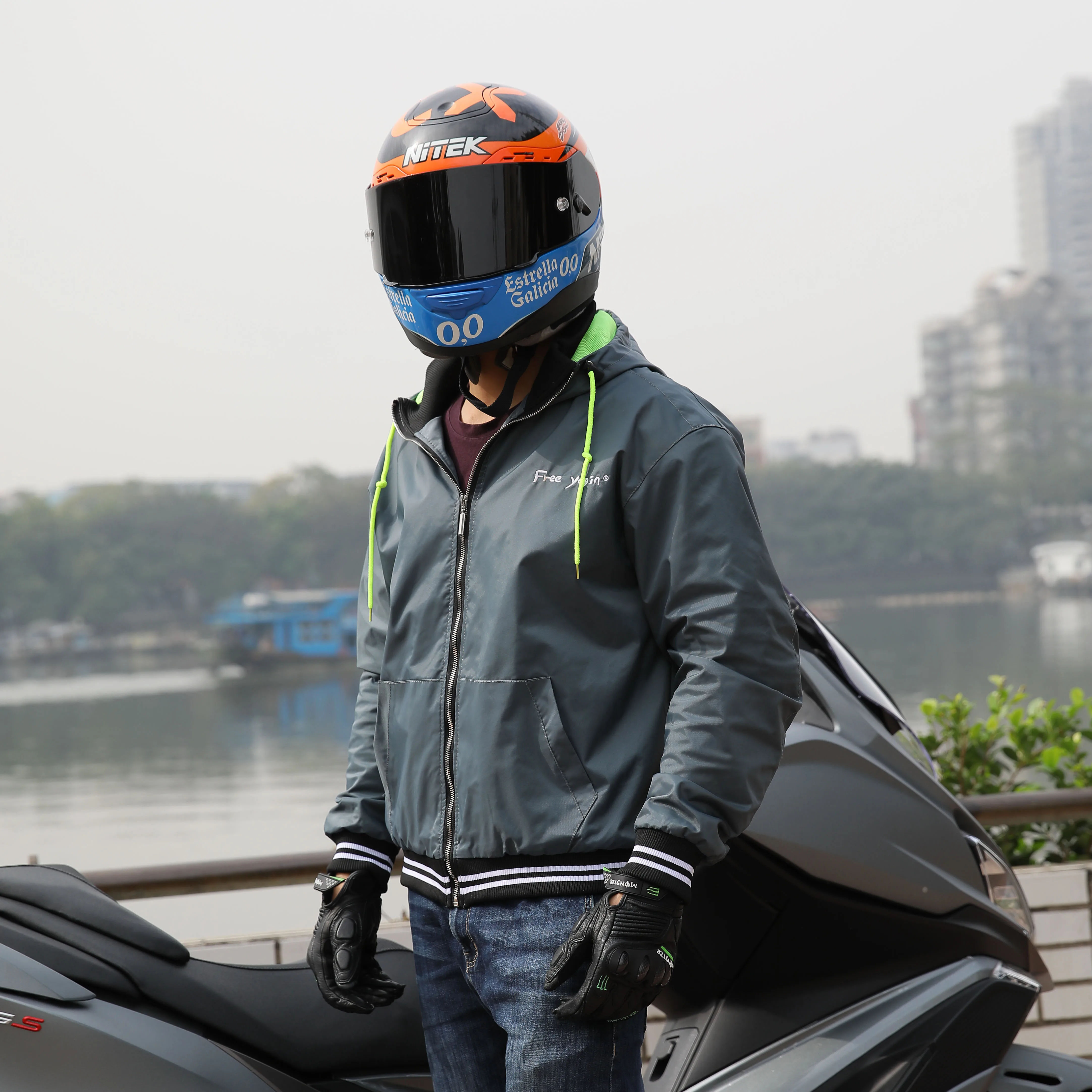 Conjunto de jaqueta masculina para motocicletas, proteção