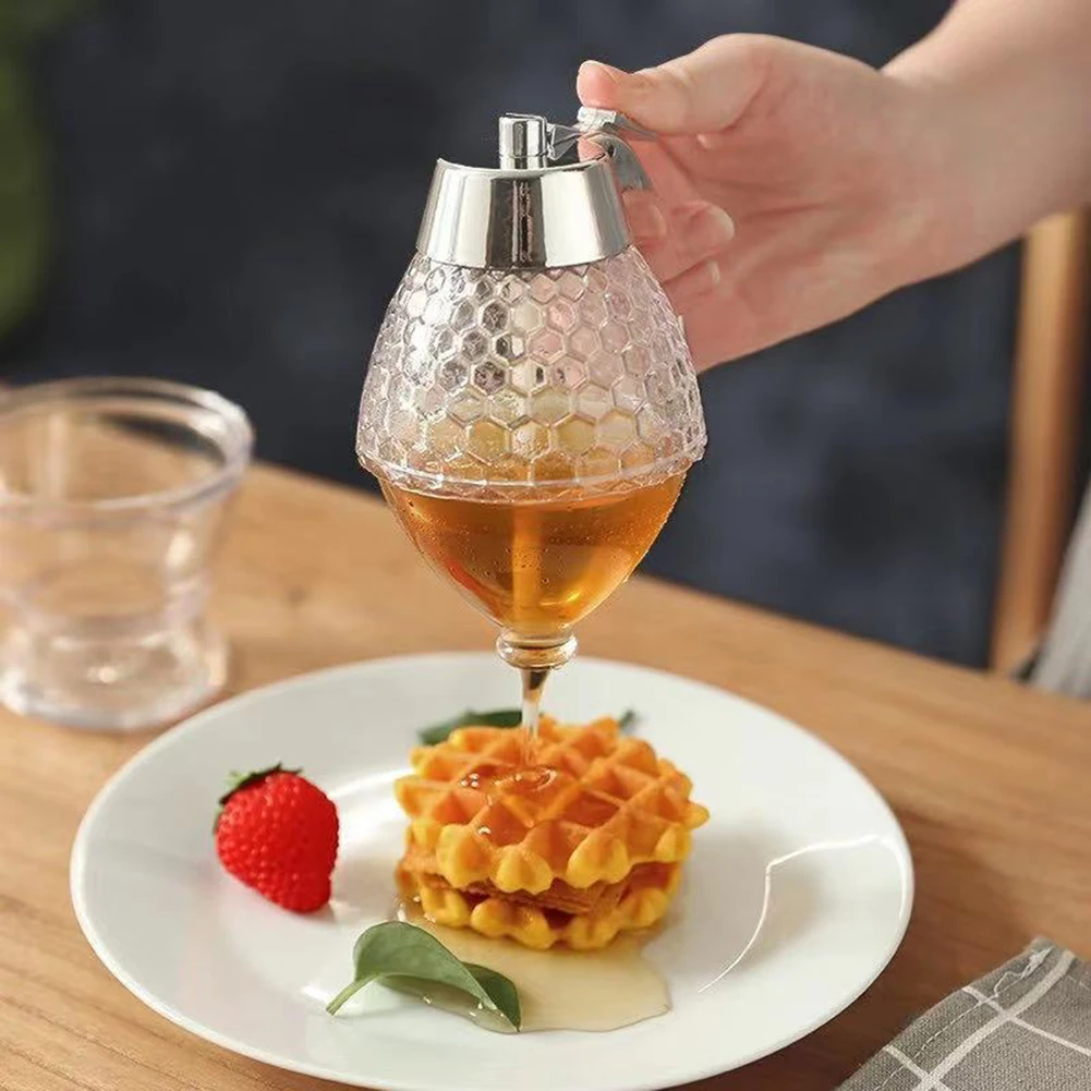 Squeeze Bottle Honey Dispenser Glass Storage Pot Bee Dripper Ket