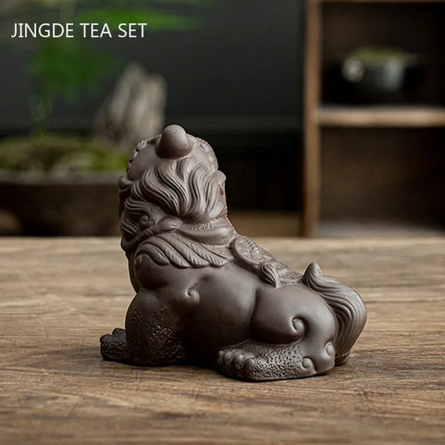 Szerencsés Lila Agyag Tea Háziállat -Díszek Kézzel Készített Állatok Szobor Figura Kínai Teakészlet Dekorációs Kiegészítők Asztali Kézművesség - Image 5