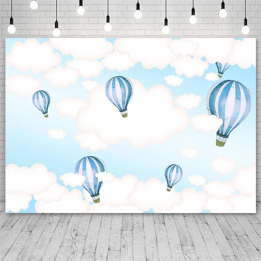 Avezano Boy Or Girl Backdrops Birthday Party Baby Shower Cloud Hot Air Balloon Decor Banner Photography Backgrounds Photo Studio |
