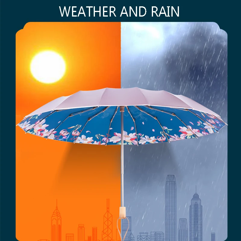 Umbrella rain women Simple Retro 16 Bones Enhanced Windbreak Parachute Creative Umbrellas For mens gifts parasol (2)