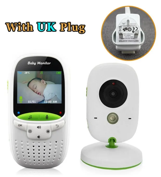 UK plug Green Высококачественный беспроводной 2,0 дюймовый видео цветной детский монитор камера видеонаблюдения детская няня внутреннее ночное видение контроль температуры - Цвет: UK plug Green