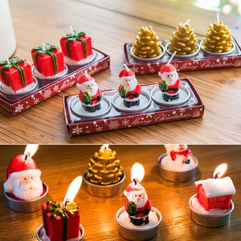 

Festive supplies Christmas cartoon candles Creative holiday party decorations Santa Claus gifts