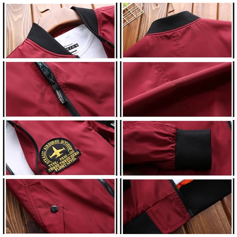 Men Jacket Baseball Air Force Windbreaker Military Slim Fit Tops Bomber Coats Zipper Solid Casual Streetwear Drop Shipping