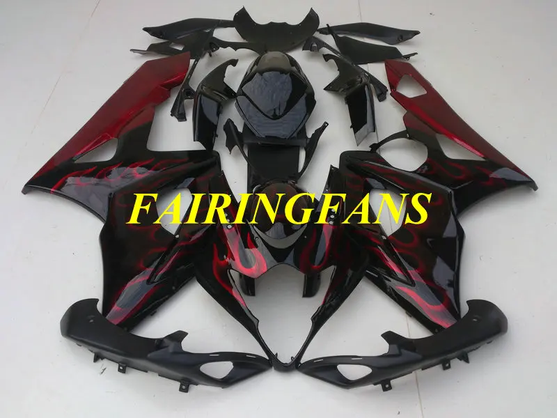 Мотоцикл литья под давлением обтекатель тела комплект для GSXR1000 K5 05 06 GSXR 1000 2005 2006 красные Обтекатели с пламенем Кузов+ подарки SB32