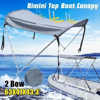 

Aluminum Round Tubes Bimini Top Boat Cover UV Waterproof 1000D with Boot and Hardware 160*120*110CM / 63*47.2*43.3"