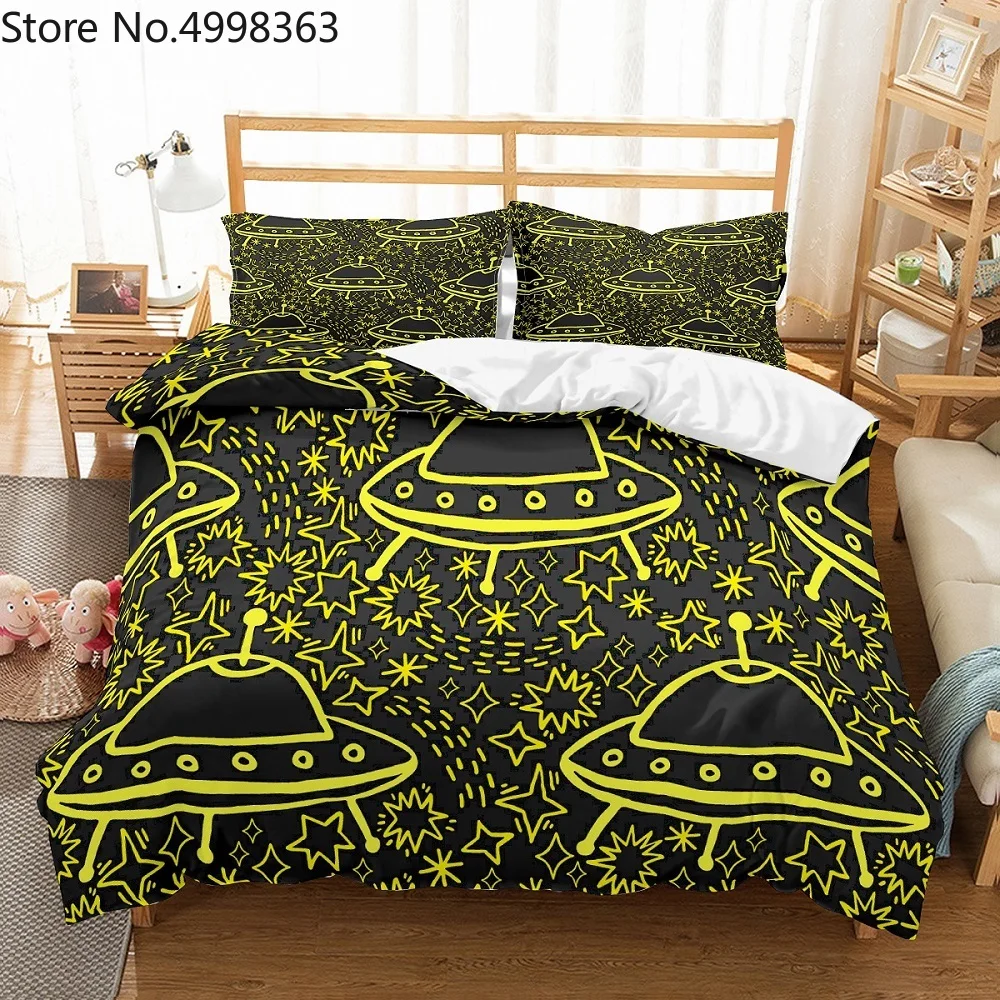 Spaceship Duvet Cover Kids Boy 2/3 Piece Twikkle Stars Bedding Sets Single Double Queen King Size Bed Quilt | Дом и сад