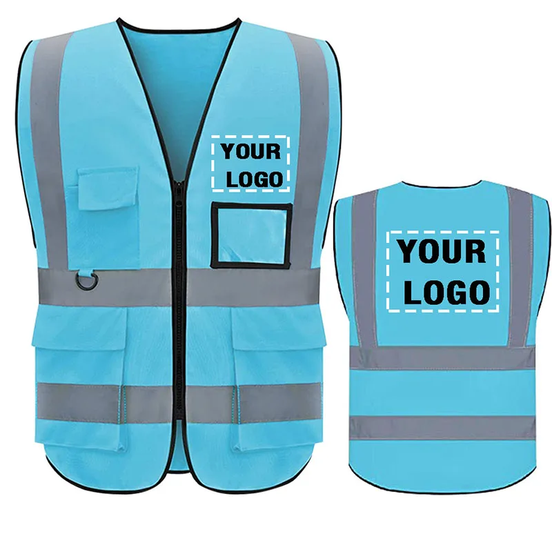 Reflective Safety Vest Safety Vest Reflective High Visibility Vest with Pockets and Zipper Construction Work Hi Vision Railroad Airport Engineers