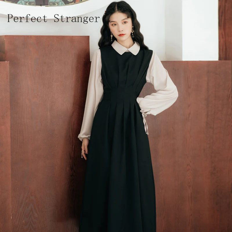 2020 Autumn Winter New Arrival Hot Sale Turn Down Collar Long Sleeve Women Long Dress