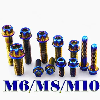 

2Pcs Titanium Screws Motorcycle DIY Burning Blue Colored Torx Flange Head Ti Fasteners M6 M8 M10 x 15 20 25 30 40 45 50 60mm