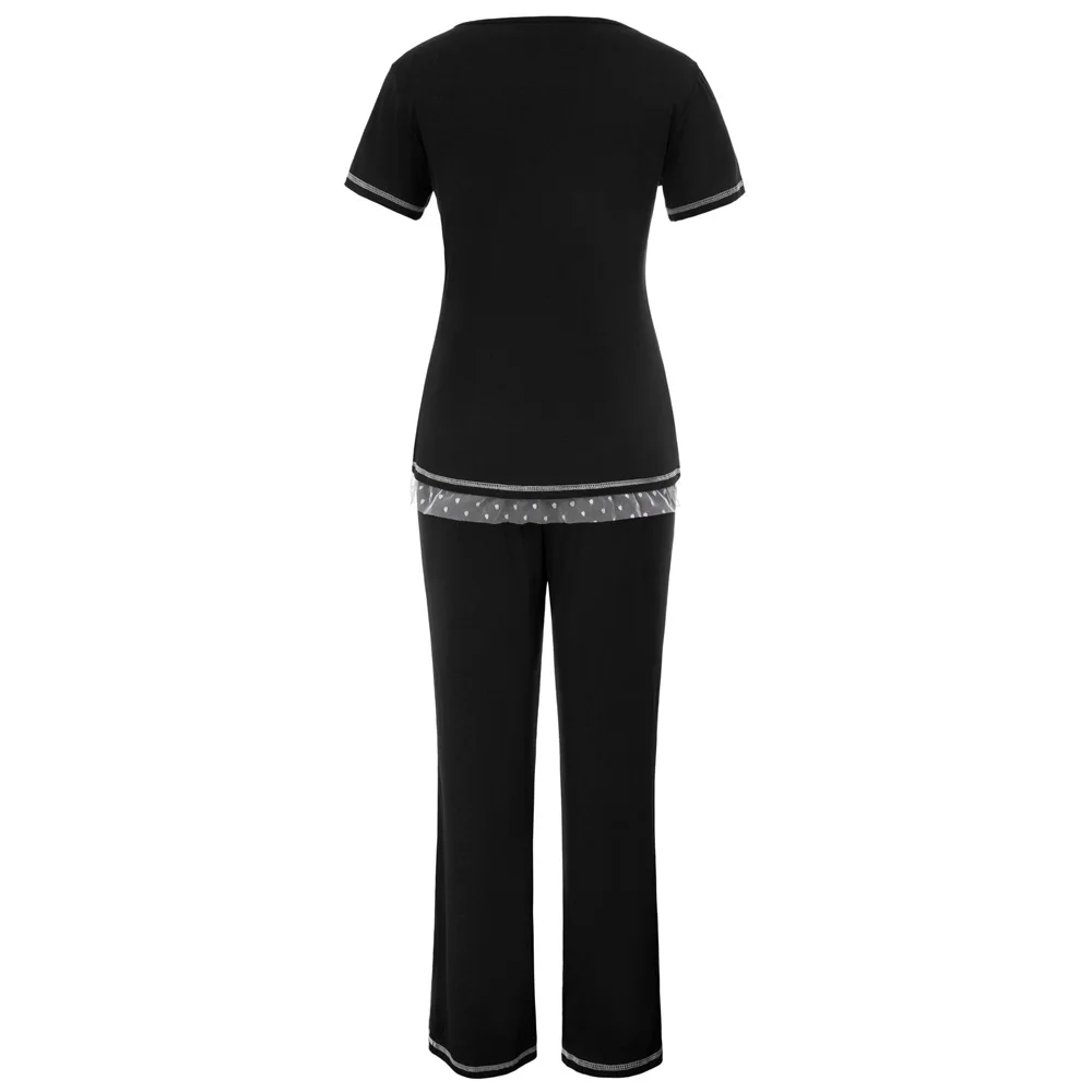 Comfy Tops+pants Pajama set Short sleeve Long Cotton Sleepwear Nightwear Loungewear Casual
