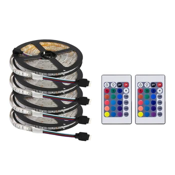 

20M 4X 5M Rgb Led Light Strip + 24 Key Remote Controller Non-Waterproof Dc12V Flexible Lighting Ribbon Tape Us Plug