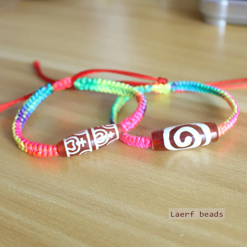 

Handmade Adjustable Natural Tibet Dzi Agat Bracelet Many pattern Amulet luxury Gift for Women Female,Many Patterns can pick!