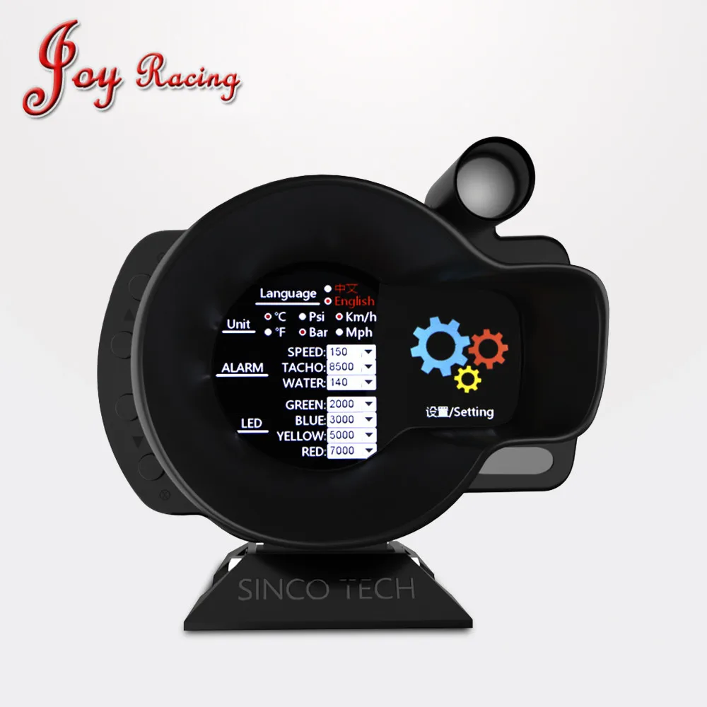 

10000rpm Rally Gauge OBDII Sinco Tech Dash Speed rpm water temperature Voltage digital display LCD Screen Display Gauge