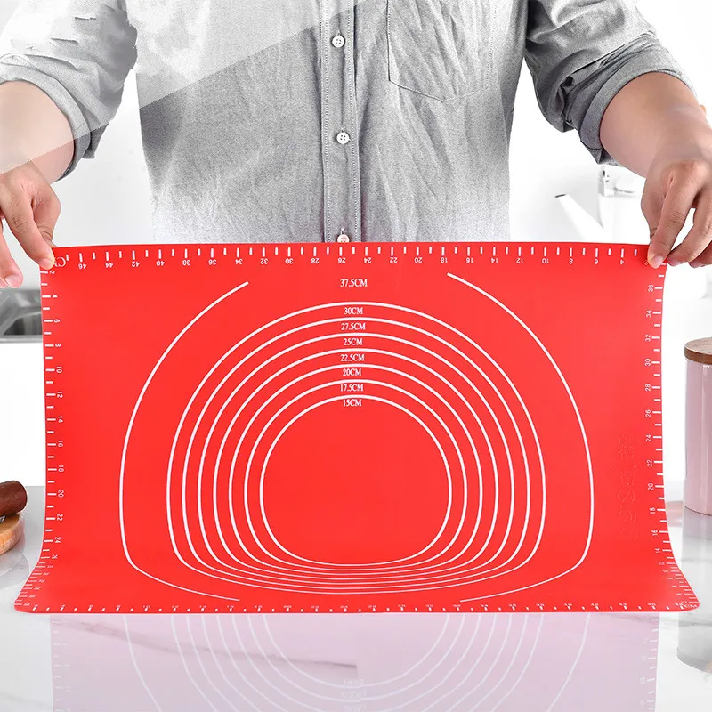 Красный силиконовый коврик для выпечки, утолщенный антипригарный многоразовый коврик для выпечки, накипь для раскатки теста, коврик для выпечки торта, кухонный инструмент для выпечки