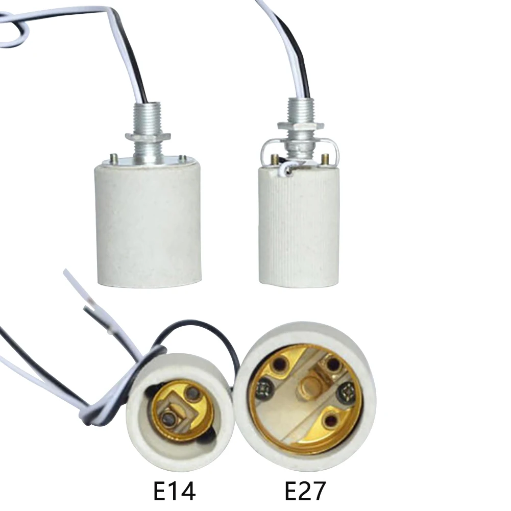 LED Light Ceramic Screw Heat Resistant Adapter Home Use Socket Decoration  Round For Bulb Lamp Base With Cable Holder  E27 E14 manufacturer customization wear resistant anti corrosion insulator heat dissipation alumina industrial ceramic structure connect