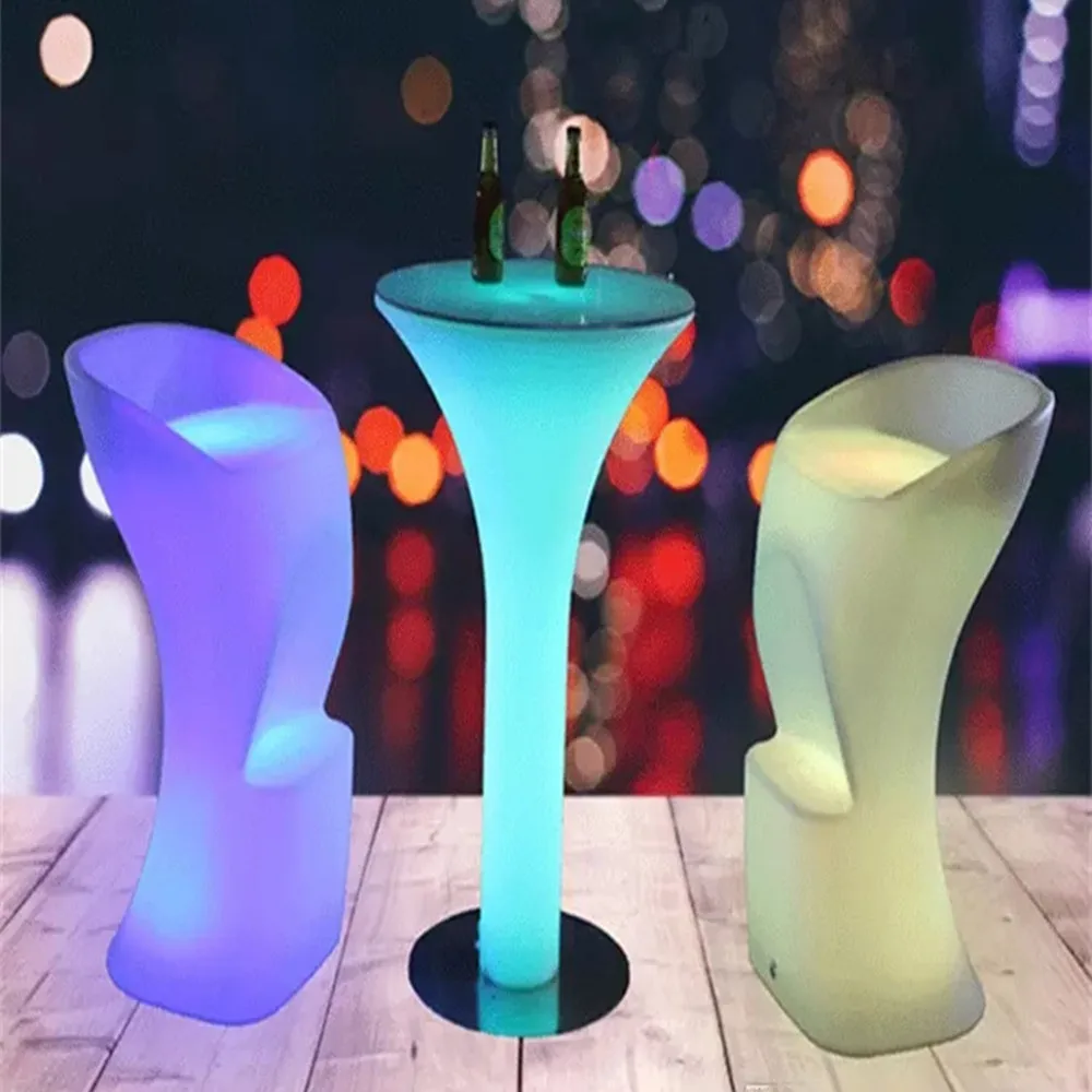 table stool set Патио СИД мебельная стойка для Перезаряжаемые журнальный столик водонепроницаемый светящийся led барный стул набор мебель адвокатского сословия расходные материалы - Цвет: table stool set