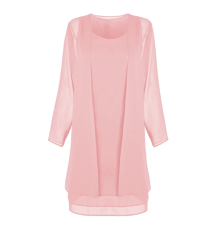 Light pink BGW/шифоновое Платье Для матери Невесты; комплект из двух предметов; Платье Для Мамы; Платье с длинными рукавами; халат; Платье Для матери Невесты; ; пять цветов - Цвет: Light pink