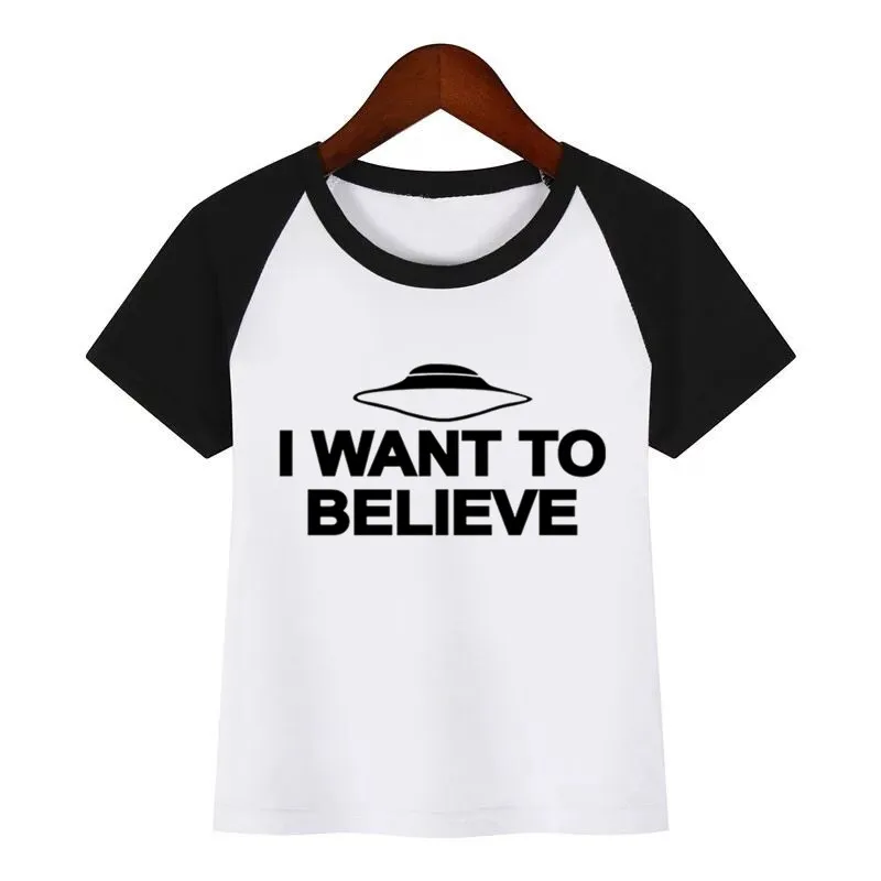 

Children Summer T Shirt Inspired I Want To Believe Print T-Shirts Boys Girls Cotton Tops Kids Fashion Tshirt
