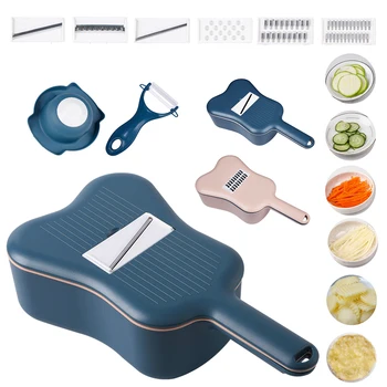 

10 in 1 Multifunctional kitchen Supplies Set Vegetable Cutter Ukulele Shape Slicer Grater Grater Salad Bowl Drain Basket Kitchen