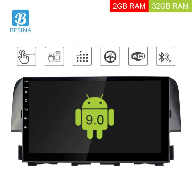 Besina 10.1 inch Android 9.0 Car Radio For Honda Civic 2016 2017 Multimedia Player GPS Navigation 2G+32G Stereo WIFI RDS Video Besina 10.1 inch Android 9.0 Car Radio For Honda Civic 2016 2017 Multimedia Player GPS Navigation 2G+32G Stereo WIFI RDS Video