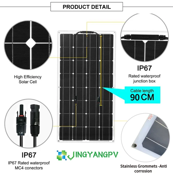 Solar Panel Kit 300W 200W 100W  Energy Solar System Complete Mono For Car RV Boat Home Roof Camping 12V 24V Battery Charger 5