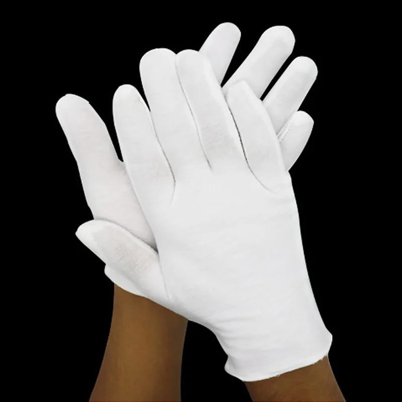 1 paio uomo donna guanti bianchi in cotone con dita intere alta etichetta  elastica camerieri driver gioielli lavoratori guanti guanti sudore