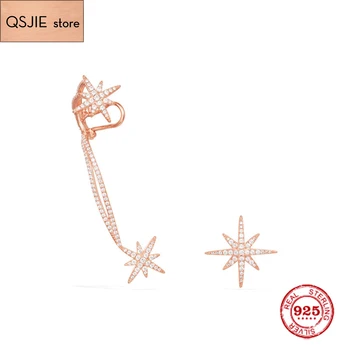 

Fashion Charm Sterling Silver Original 1:1 Copy,Meteorites Rose Asymmetric Clip Earrings Luxury Jewelry Gift For Female