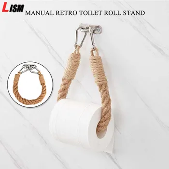 

Roll Paper Holder Vintage Towel Hanging Rope Wall Mount Toilet Paper Holder Home Hotel Bathroom Decor Rack Holders