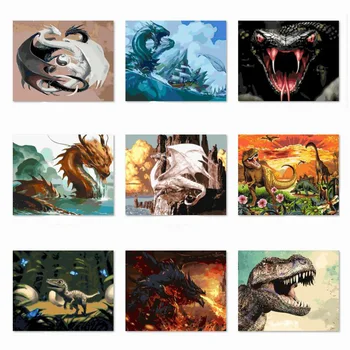 

Cross Border on Behalf of Digital Oil Painting Animal Dragon Painting Series DIY Oil Painting Coloring Page Fat Manufacturers Di