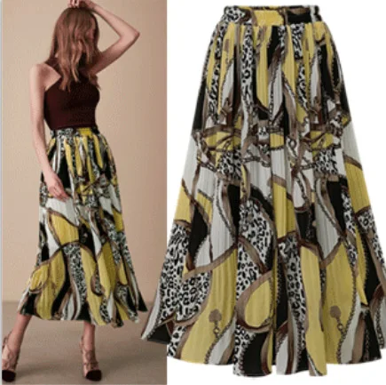

Western Style Floral-Print Chiffon Fold Skirt Mid-length Printed Skirt
