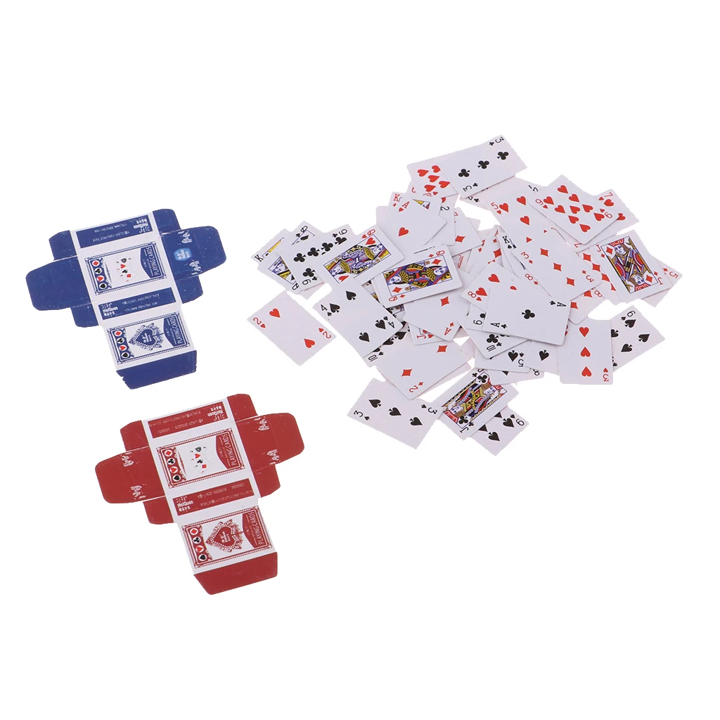 Miniature Full Deck of Playing Cards Poker for 1/6 1/12 Scale Dollhouse Kit Accessory