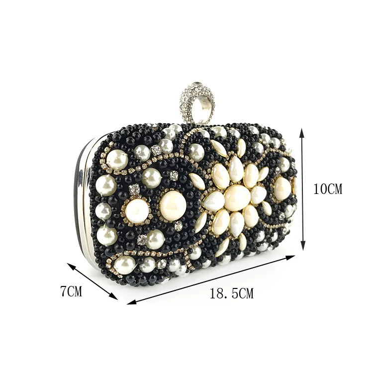 Luxy Moon Black Beads Evening Crossbody Bag Size