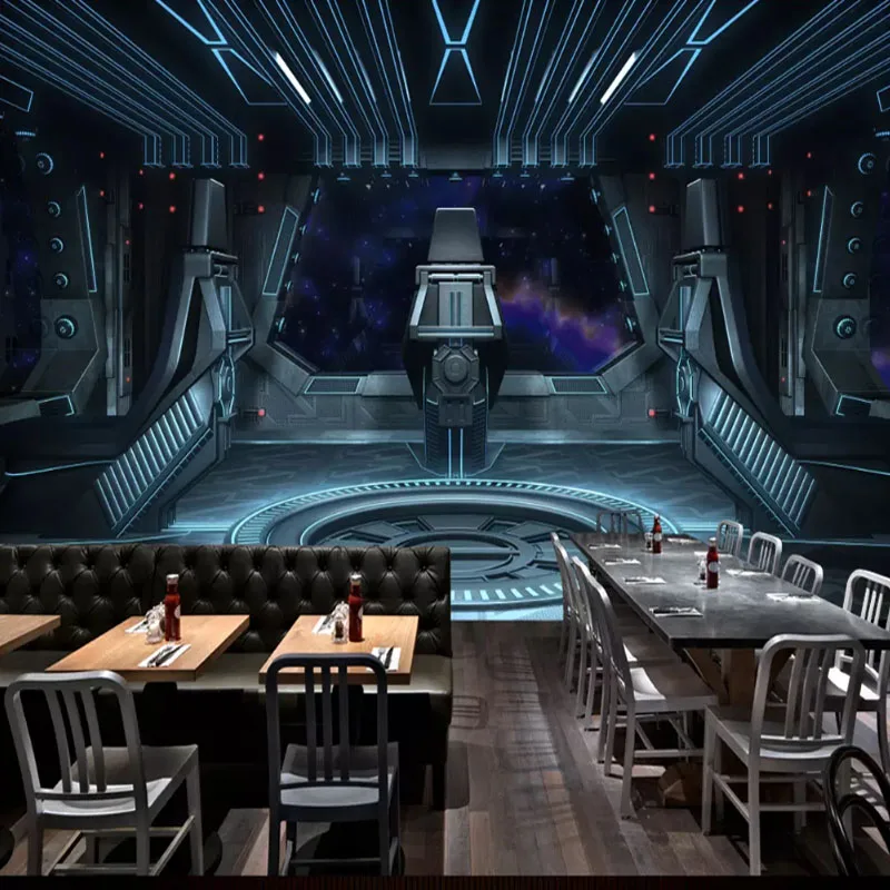 Дропшиппинг 3D стерео космический корабль космическая капсула бар тема Ресторан KTV фон 3d обои на стену - Цвет: 1-14