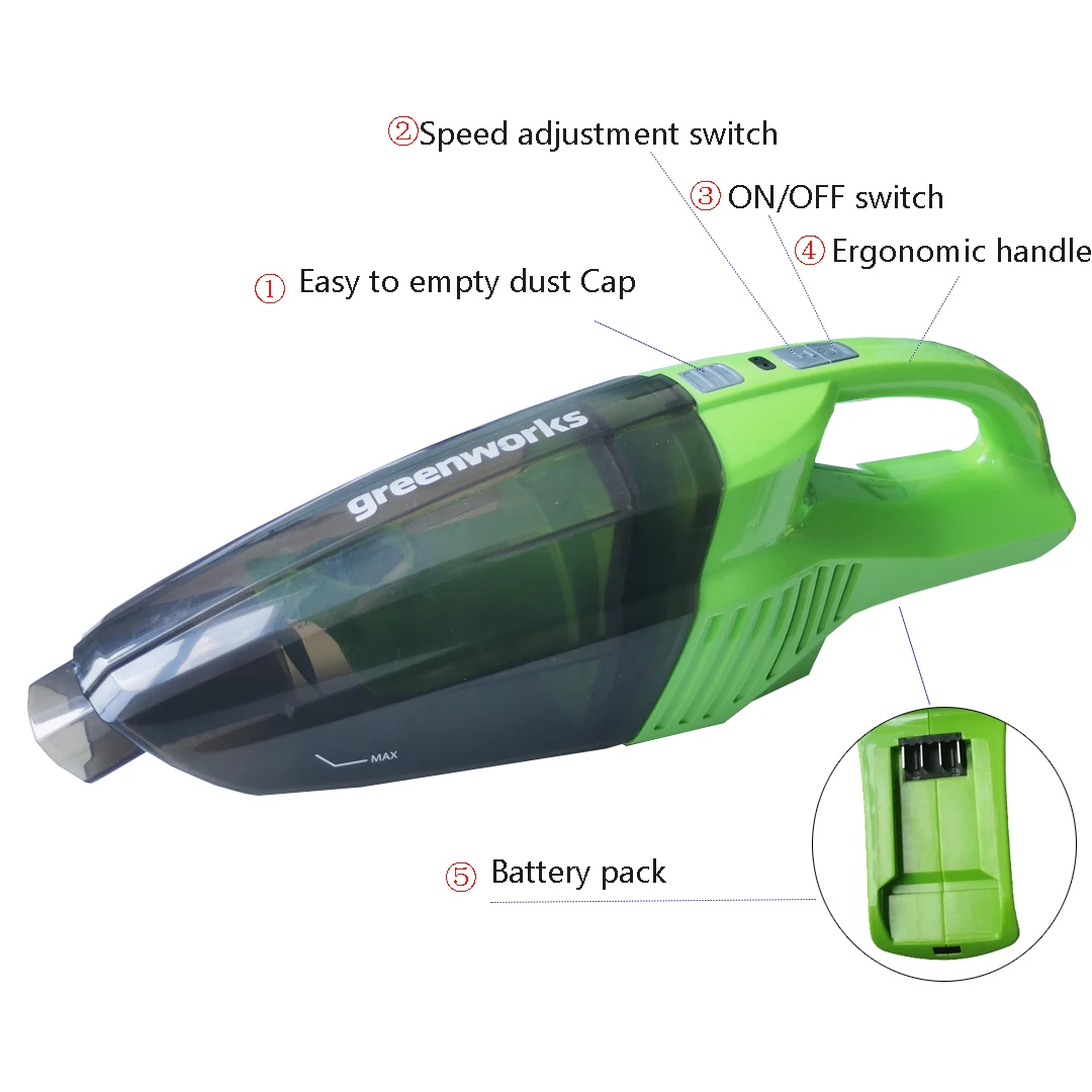 Greenworks 24V Cordless Handheld Vacuum Battery Not Included BVU2400 