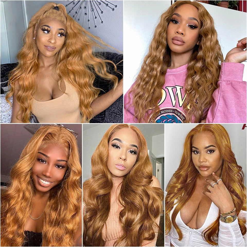 27# Body Wave Human Hair Bundles With Lace Front Brazilian Honey Blonde 13x4 Lace Front With Bundles Remy Hair Extension HairUGo