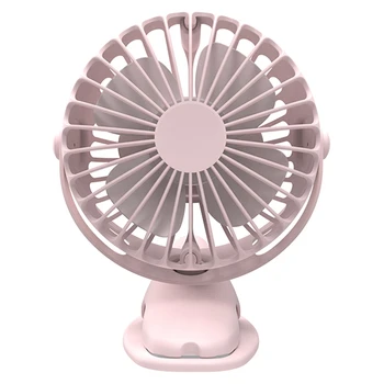 

Pink Portable Cooling USB Fan 4 Speeds 360 Degree All-Round Rotation Rechargeable Air Fan USB Charging Desktop Clip Fan