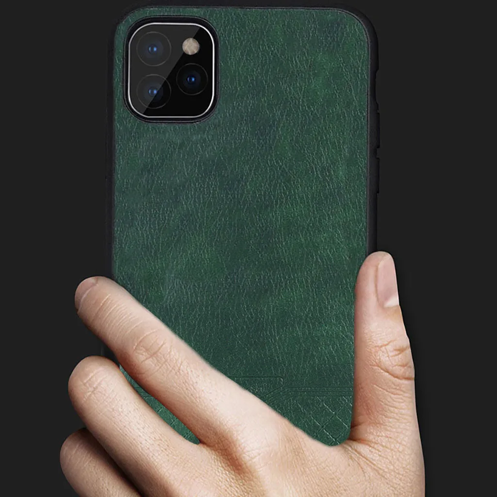 Slim Leather Vintage Shock-proof Case Cover for iPhone 11 Pro Max 6.5 Inch Luxury Hard Matte Cover Business Style Phone Cases