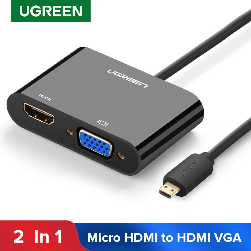 UGREEN adaptador Micro HDMI a HDMI VGA, convertidor de Cable VGA de 3,5mm de Audio, Puerto Micro USB para cámara|Cables HDMI| - AliExpress