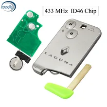 Chave controle remoto para cartão inteligente, chave 2 botões para renault laguna space vel satis 2001-2007 433mhz id46 chip pcf7947