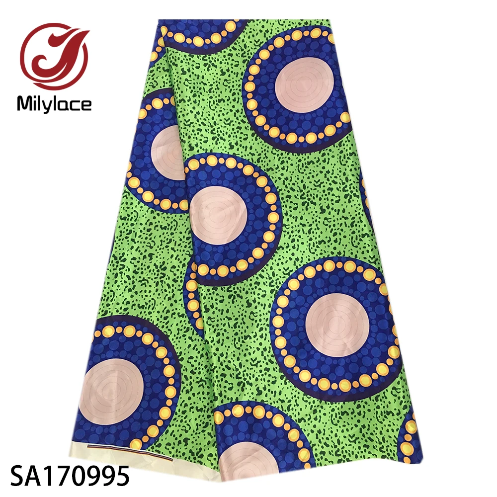 Африканская Анкара атласная ткань с принтом 5 ярдов цифровая печать шелковая атласная ткань для одежды платья SA170991-997