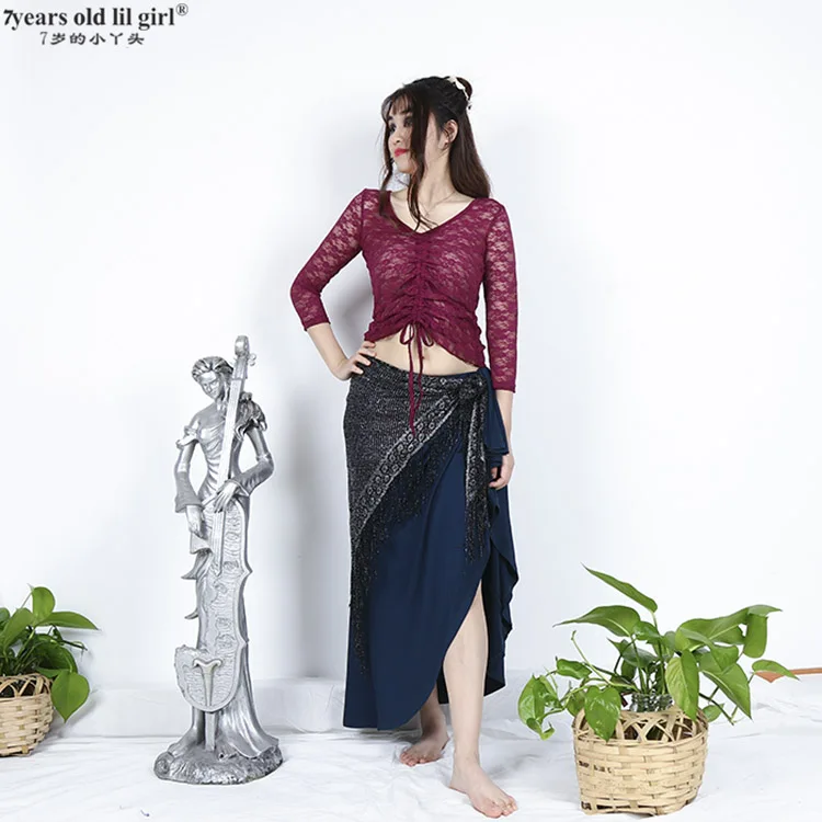 Belly Dance Top Gothic Tribal Belly Bance Top Lace Choli Short Sleeve Top Women's Belly Dance Costume GII01-02