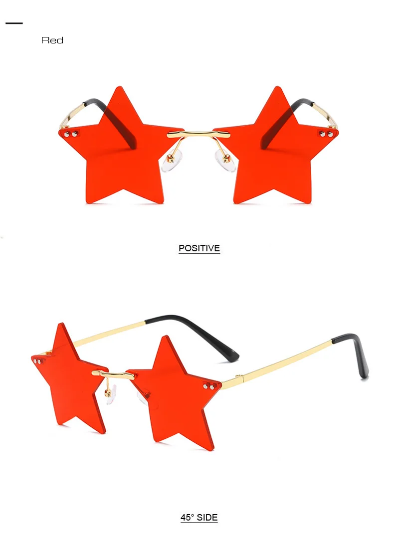 square sunglasses SHAUNA Unique Rimless Pentagram Sunglasses Fashion Five-pointed Star Shades UV400 ray ban sunglasses women