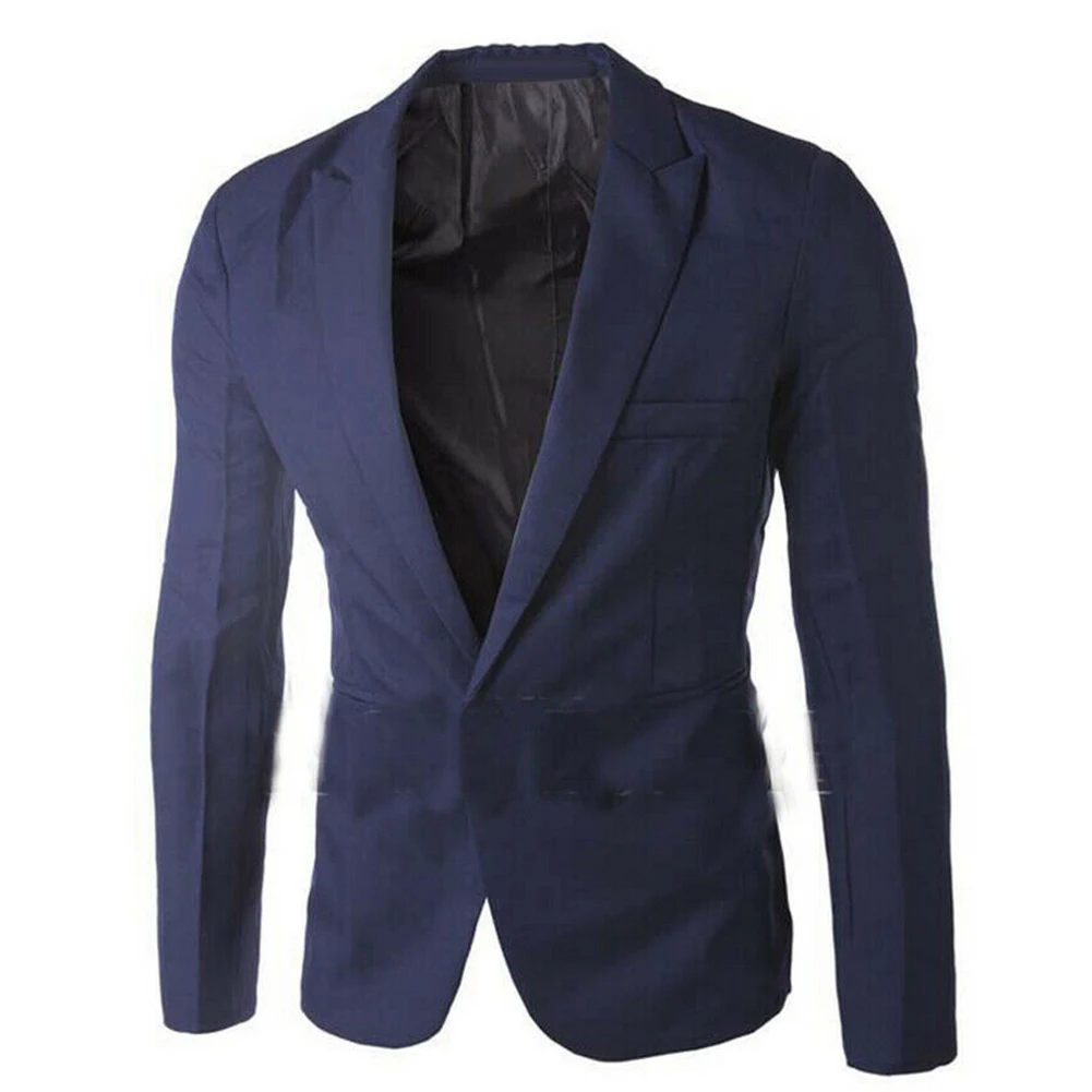 Men Blazer Office Suit Jackets Solid Color Long Sleeve Lapel One Button Blazer Suit Coat Male blazers Men's Business Blazers
